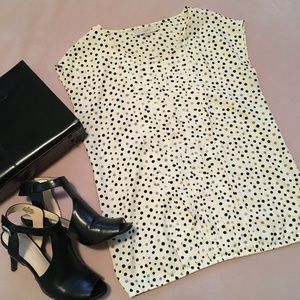 LOFT Sleeveless Polka Dot Blouse w/ Ruffle Detail